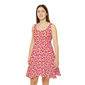Red Skater Dress – Asymmetrical Party Flair - Dipaliz - Dresses - s