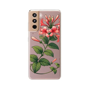 Red Honeysuckle Vine Clear Case - Nature Style Protection - Dipaliz - Samsung Galaxy S21 / Without Gift Packaging