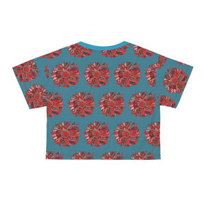 Red Pattern Crop Tee - Silky Soft Polyester - Dipaliz - T-shirts