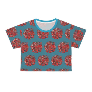 Red Pattern Crop Tee - Silky Soft Polyester - Dipaliz - T-shirts