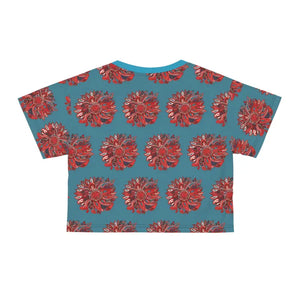 Crop Tee - Red Pattern Tee Silky Soft Polyester Fashion Top - Dipaliz