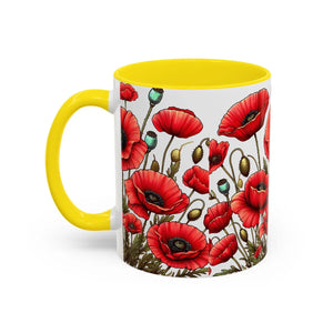 Vibrant Red Poppy Accent Coffee Mug - Ceramic - Dipaliz - Mugs