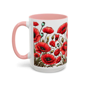 Vibrant Red Poppy Accent Coffee Mug - Ceramic - Dipaliz - Mugs