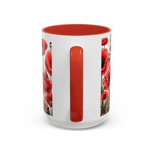 Vibrant Red Poppy Accent Coffee Mug - Ceramic - Dipaliz - Mugs