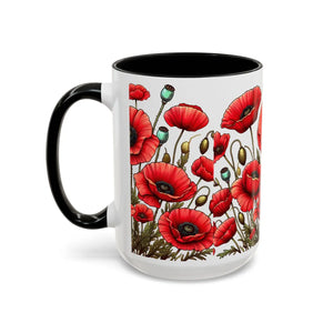 Vibrant Red Poppy Accent Coffee Mug - Ceramic - Dipaliz - Mugs