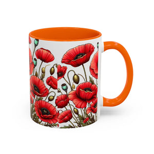 Vibrant Red Poppy Accent Coffee Mug - Ceramic - Dipaliz - Mugs