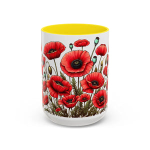 Vibrant Red Poppy Accent Coffee Mug - Ceramic - Dipaliz - Mugs