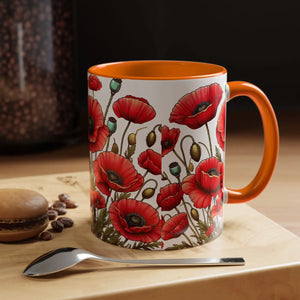 Vibrant Red Poppy Accent Coffee Mug - Ceramic - Dipaliz - Mugs