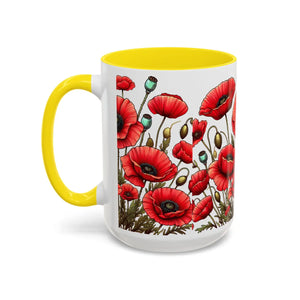 Vibrant Red Poppy Accent Coffee Mug - Ceramic - Dipaliz - Mugs