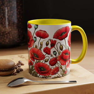 Vibrant Red Poppy Accent Coffee Mug - Ceramic - Dipaliz - Mugs