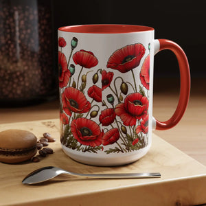 Vibrant Red Poppy Accent Coffee Mug - Ceramic - Dipaliz - Mugs