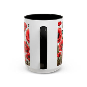 Vibrant Red Poppy Accent Coffee Mug - Ceramic - Dipaliz - Mugs