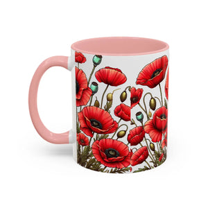 Vibrant Red Poppy Accent Coffee Mug - Ceramic - Dipaliz - Mugs