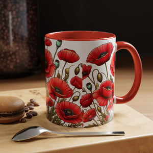 Vibrant Red Poppy Accent Coffee Mug - Ceramic - Dipaliz - Mugs