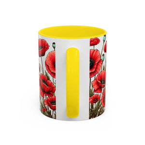 Vibrant Red Poppy Accent Coffee Mug - Ceramic - Dipaliz - Mugs