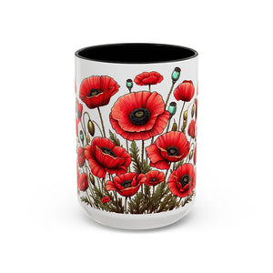Vibrant Red Poppy Accent Coffee Mug - Ceramic - Dipaliz - Mugs