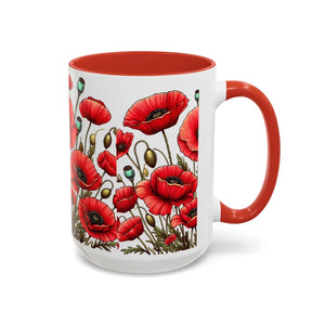 Vibrant Red Poppy Accent Coffee Mug - Ceramic - Dipaliz - Mugs