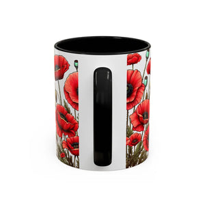 Vibrant Red Poppy Accent Coffee Mug - Ceramic - Dipaliz - Mugs