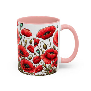 Vibrant Red Poppy Accent Coffee Mug - Ceramic - Dipaliz - Mugs