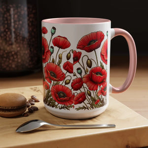 Vibrant Red Poppy Accent Coffee Mug - Ceramic - Dipaliz - Mugs