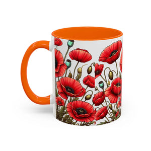 Vibrant Red Poppy Accent Coffee Mug - Ceramic - Dipaliz - Mugs