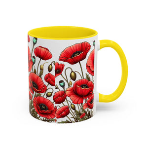 Vibrant Red Poppy Accent Coffee Mug - Ceramic - Dipaliz - Mugs