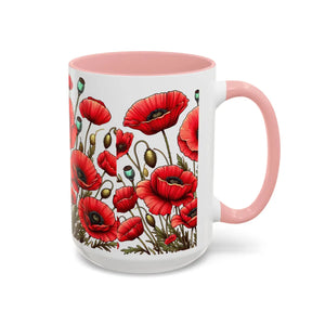 Vibrant Red Poppy Accent Coffee Mug - Ceramic - Dipaliz - Mugs