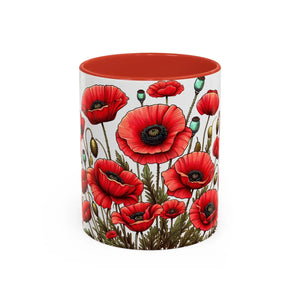 Vibrant Red Poppy Accent Coffee Mug - Ceramic - Dipaliz - Mugs