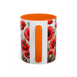 Vibrant Red Poppy Accent Coffee Mug - Ceramic - Dipaliz - Mugs