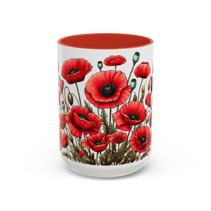 Vibrant Red Poppy Accent Coffee Mug - Ceramic - Dipaliz - Mugs
