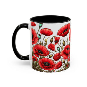 Vibrant Red Poppy Accent Coffee Mug - Ceramic - Dipaliz - Mugs
