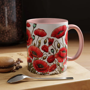 Vibrant Red Poppy Accent Coffee Mug - Ceramic - Dipaliz - Mugs