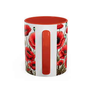 Vibrant Red Poppy Accent Coffee Mug - Ceramic - Dipaliz - Mugs