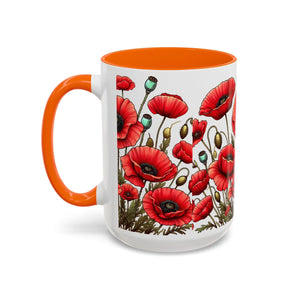 Vibrant Red Poppy Accent Coffee Mug - Ceramic - Dipaliz - Mugs