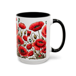 Vibrant Red Poppy Accent Coffee Mug - Ceramic - Dipaliz - Mugs
