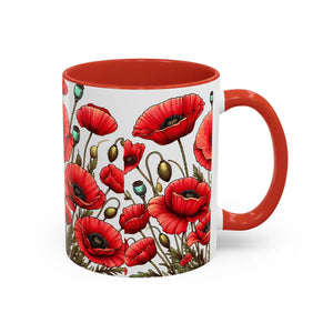 Vibrant Red Poppy Accent Coffee Mug - Ceramic - Dipaliz - Mugs