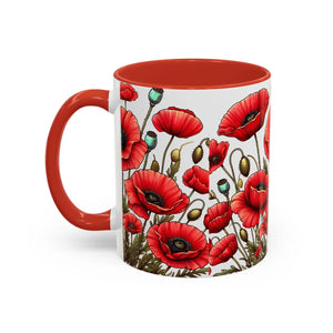Vibrant Red Poppy Accent Coffee Mug - Ceramic - Dipaliz - Mugs