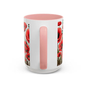 Vibrant Red Poppy Accent Coffee Mug - Ceramic - Dipaliz - Mugs