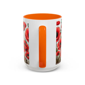 Vibrant Red Poppy Accent Coffee Mug - Ceramic - Dipaliz - Mugs