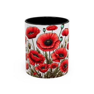 Accent Coffee Mug - Red Poppy Colorful Mornings Artistic - Dipaliz - 11oz / Black - Mugs