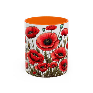 Accent Coffee Mug - Red Poppy Colorful Mornings Artistic - Dipaliz - 11oz / Orange - Mugs