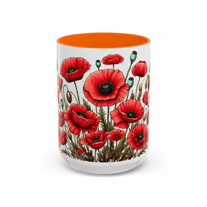 Accent Coffee Mug - Red Poppy Colorful Mornings Artistic - Dipaliz - 15oz / Orange - Mugs