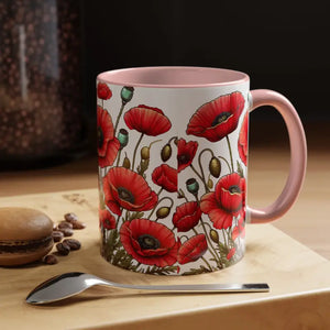 Accent Coffee Mug - Red Poppy Colorful Mornings Artistic - Dipaliz - Mugs