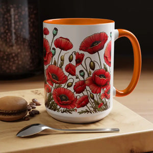 Accent Coffee Mug - Red Poppy Colorful Mornings Artistic - Dipaliz - Mugs
