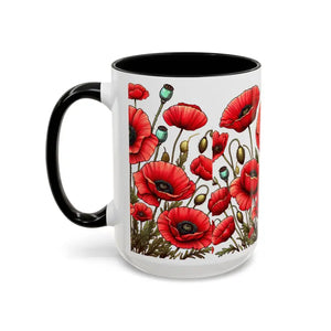 Accent Coffee Mug - Red Poppy Colorful Mornings Artistic - Dipaliz - Mugs