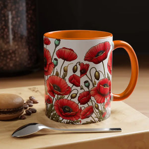 Accent Coffee Mug - Red Poppy Colorful Mornings Artistic - Dipaliz - Mugs