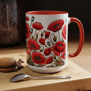 Accent Coffee Mug - Red Poppy Colorful Mornings Artistic - Dipaliz - Mugs