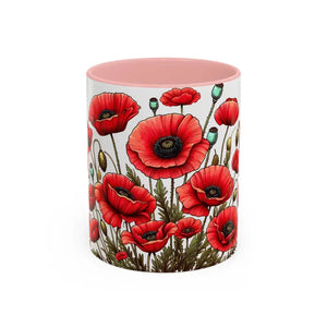Accent Coffee Mug - Red Poppy Colorful Mornings Artistic - Dipaliz - 11oz / Pink - Mugs