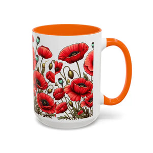 Accent Coffee Mug - Red Poppy Colorful Mornings Artistic - Dipaliz - Mugs