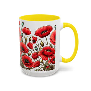 Accent Coffee Mug - Red Poppy Colorful Mornings Artistic - Dipaliz - Mugs
